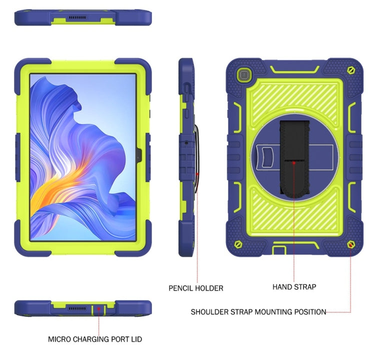 For Honor Pad X8 360 Degree Rotation PC Contrast Silicone Tablet Case with three-layer protection and stand function.