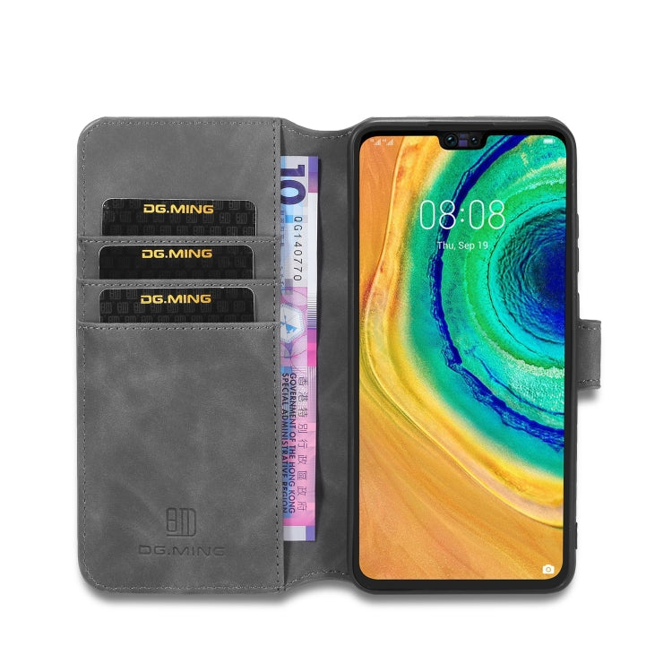 DG.MING Retro Oil Side Horizontal Flip Case for Huawei Mate 30, showcasing its stylish design and functional features.