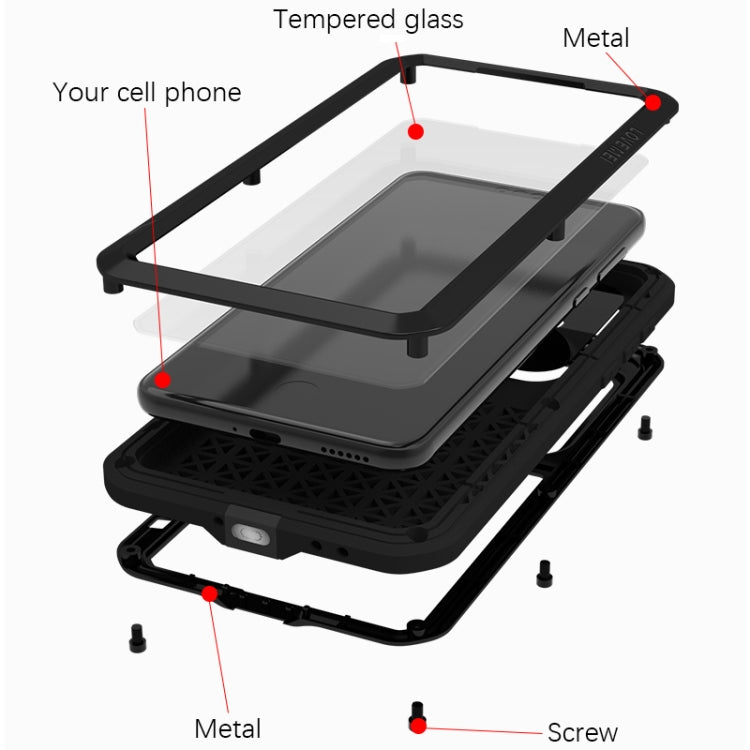 LOVE MEI Metal Shockproof Case for Huawei Mate 60 Pro, showcasing its sleek design and robust protection features.