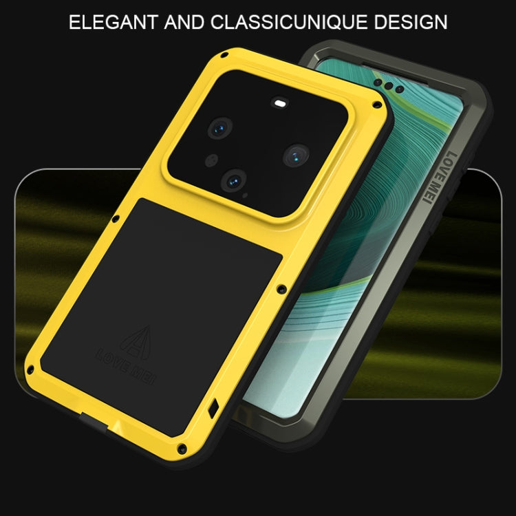 LOVE MEI Metal Shockproof Case for Huawei Mate 60 Pro, showcasing its durable design and full coverage features.