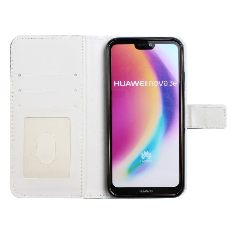 Blue oil embossed leather phone case for Huawei P20 Lite, showcasing its stylish design and durable material.