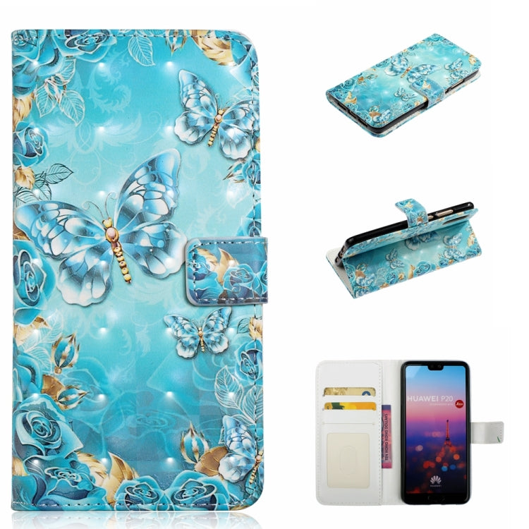 Blue oil embossed 3D drawing leather phone case for Huawei P20, showcasing its stylish design and durable materials.