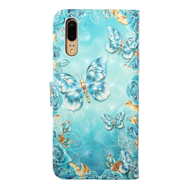 Blue oil embossed 3D drawing leather phone case for Huawei P20, showcasing its stylish design and durable materials.