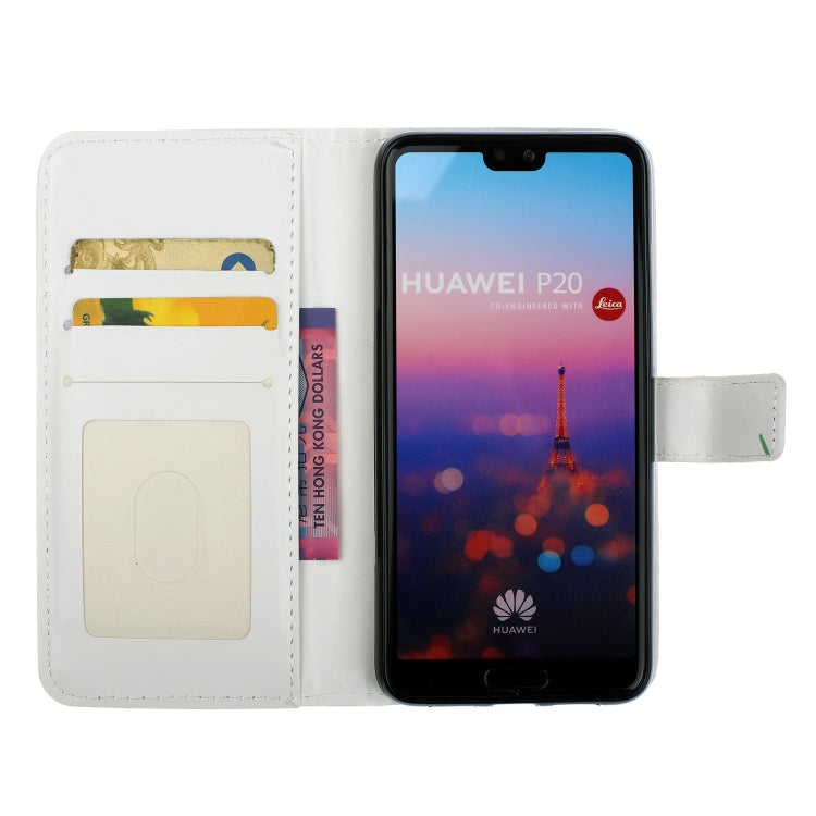 Blue oil embossed 3D drawing leather phone case for Huawei P20, showcasing its stylish design and durable materials.