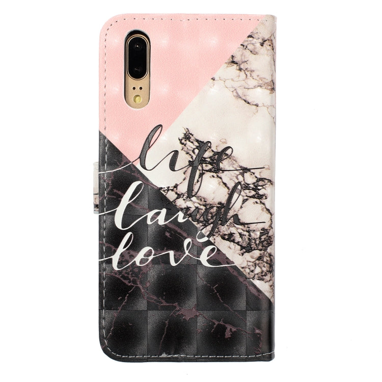 For Huawei P20 Oil Embossed 3D Drawing Leather Phone Case with kickstand feature, showcasing its stylish design and durable material.