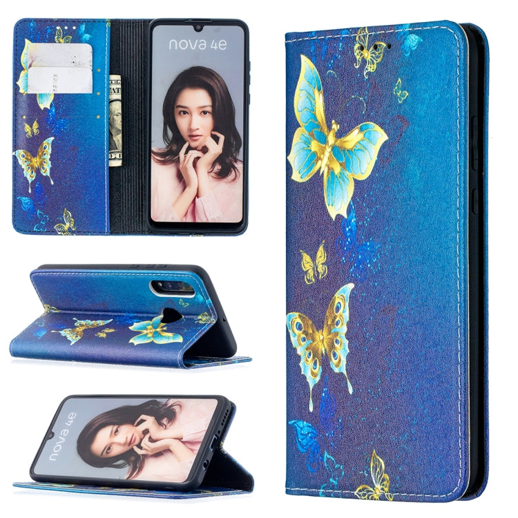 For Huawei P30 Lite case featuring a colorful drawing pattern and magnetic closure, made from PU leather and TPU material.