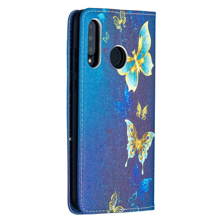 For Huawei P30 Lite case featuring a colorful drawing pattern and magnetic closure, made from PU leather and TPU material.