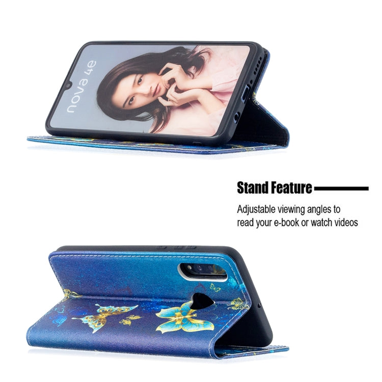 For Huawei P30 Lite case featuring a colorful drawing pattern and magnetic closure, made from PU leather and TPU material.