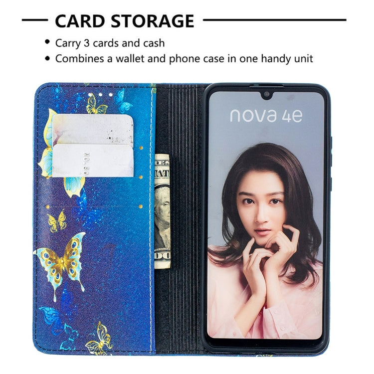 For Huawei P30 Lite case featuring a colorful drawing pattern and magnetic closure, made from PU leather and TPU material.