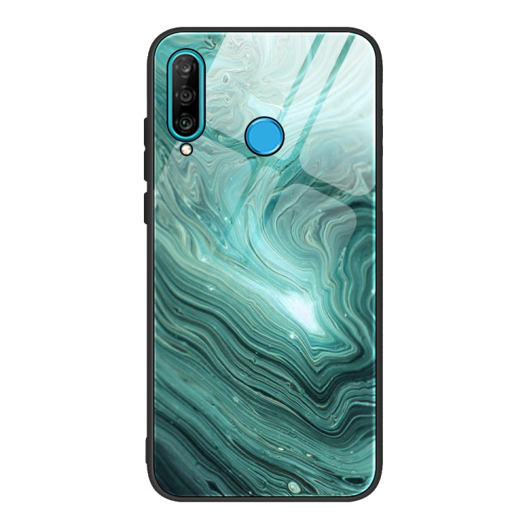 Marble Pattern Glass Protective case for Huawei P30 Lite, showcasing its stylish design and protective features.