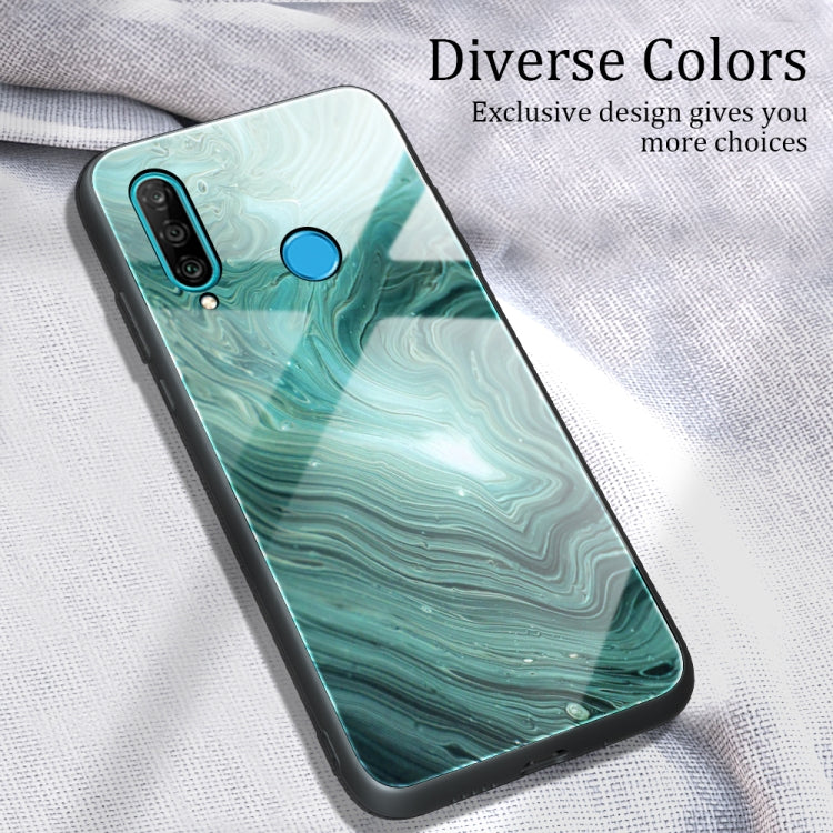 Marble Pattern Glass Protective case for Huawei P30 Lite, showcasing its stylish design and protective features.