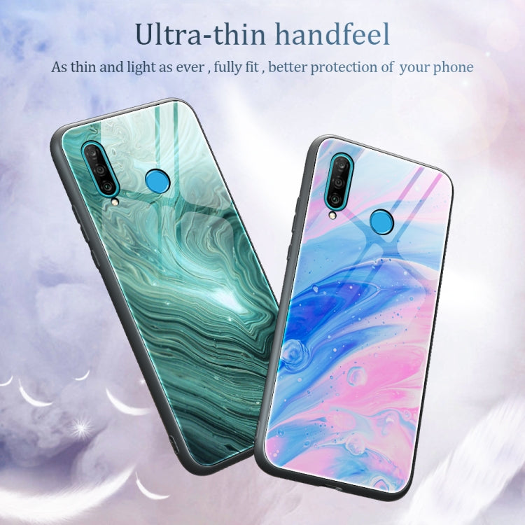 Marble Pattern Glass Protective case for Huawei P30 Lite, showcasing its stylish design and protective features.