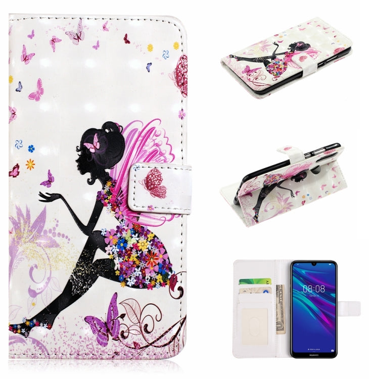 Huawei P30 Lite Oil Embossed 3D Drawing Leather Phone Case with a floral design, showcasing its durability and stylish appearance.