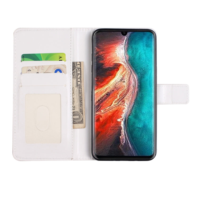 For Huawei P30 Oil Embossed 3D Drawing Leather Phone Case showcasing its stylish design and kickstand feature.