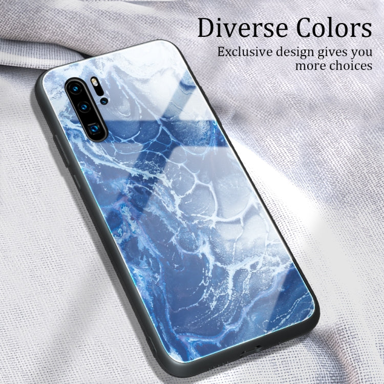 Marble Pattern Glass Protective Case for Huawei P30 Pro, showcasing its stylish design and durable construction.