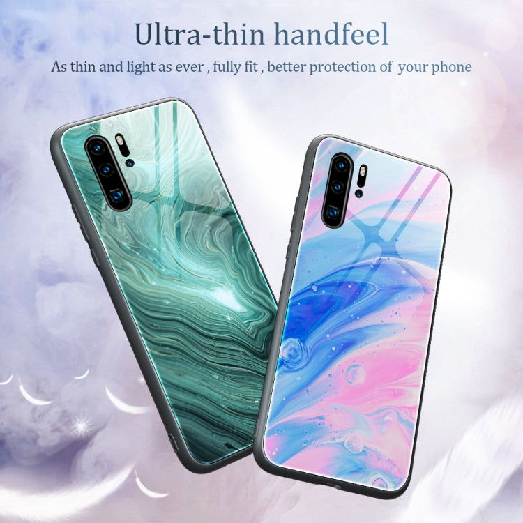 Marble Pattern Glass Protective Case for Huawei P30 Pro, showcasing its stylish design and durable construction.