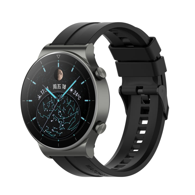 Silicone watch band for Huawei Watch GT 2 Pro featuring a black steel accent, showcasing its vibrant colors and adjustable design.