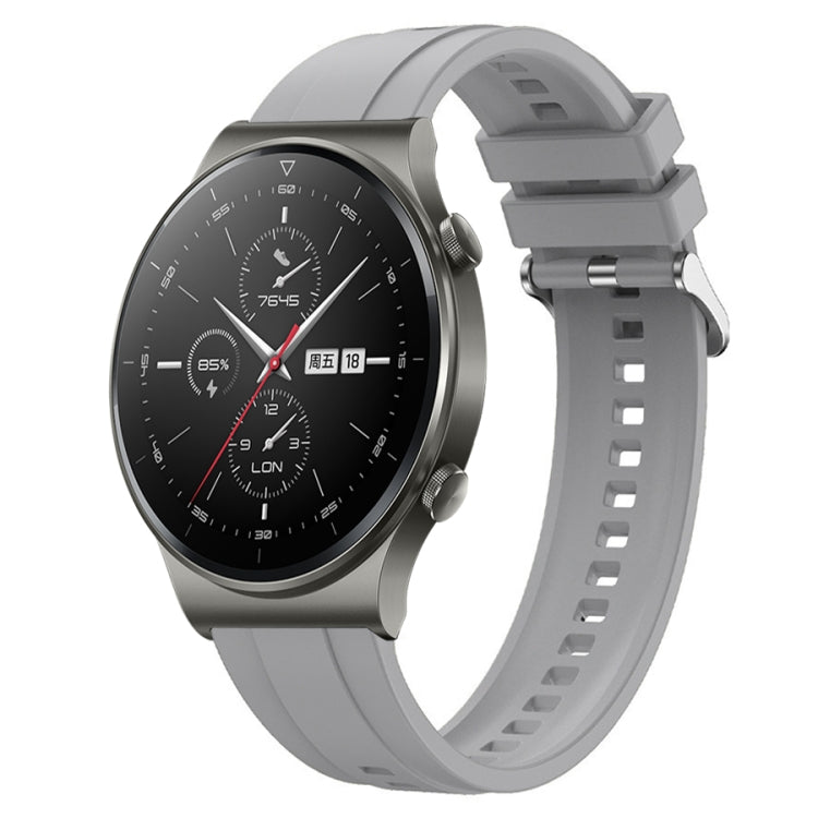 Tire pattern silver buckle strap for Huawei Watch GT2 Pro, GT 2e, and GT2 46mm, showcasing its stylish design and silicone material.