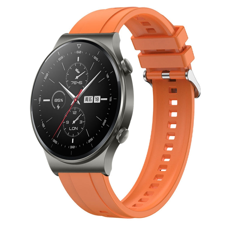 Stylish silicone strap for Huawei Watch GT2 Pro, GT 2e, and GT2 46mm with a tire pattern and silver buckle.