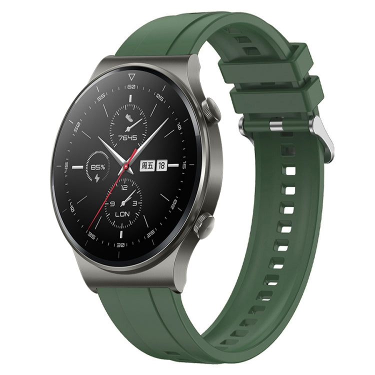 Tire Pattern Silver Buckle strap for Huawei Watch GT2 Pro, showcasing its stylish design and soft silicone material.