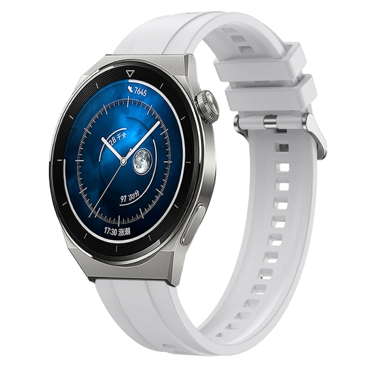 Tire pattern silicone strap for Huawei Watch GT3 Pro 46mm with silver buckle, showcasing its soft texture and stylish design.