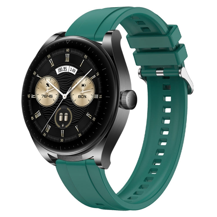 Stylish tire pattern silver buckle strap for Huawei Watch GT3 SE, made from soft liquid silicone, showcasing its design and comfort features.