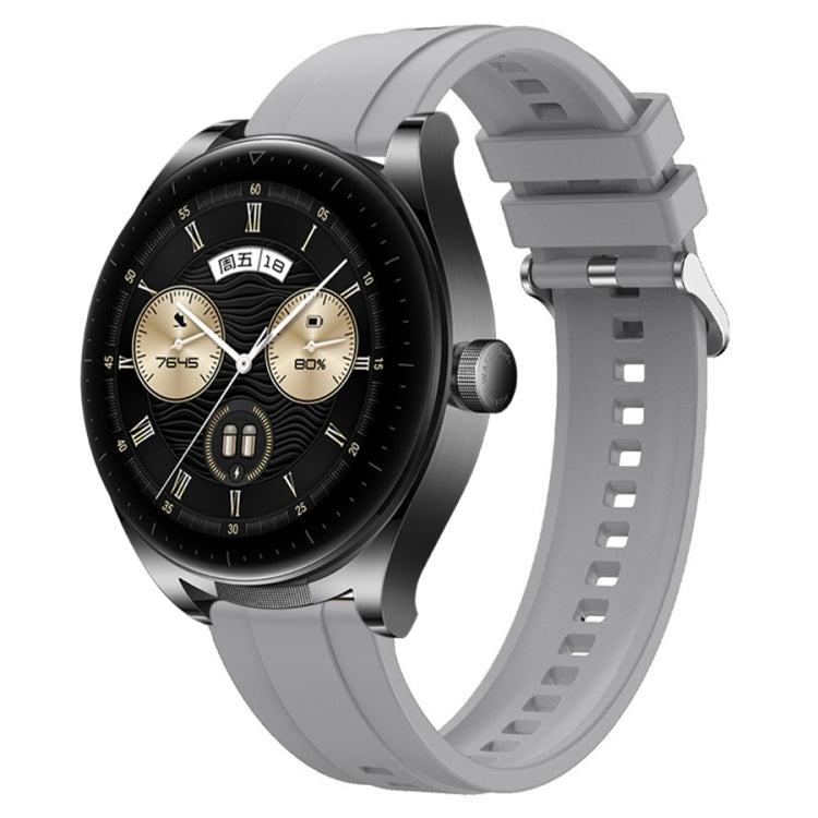 Tire pattern silver buckle strap for Huawei Watch GT3 SE, made of soft liquid silicone, showcasing its stylish design and comfortable fit.