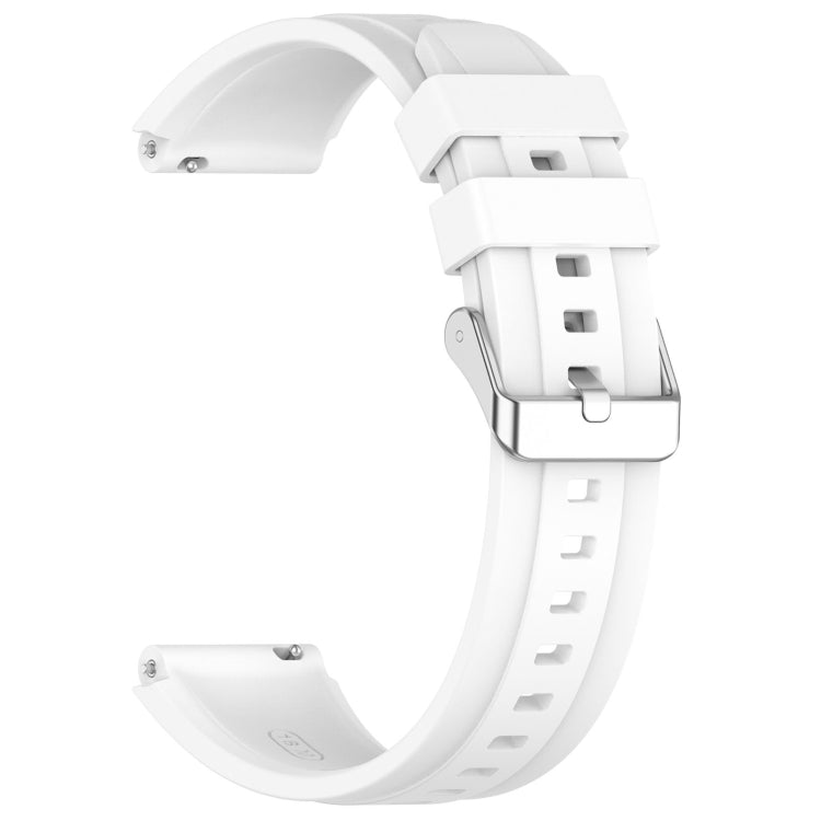 Official Steps Style Silver Buckle Silicone Strap for Huawei Watch GT4 41mm, showcasing its sleek design and soft silicone material.