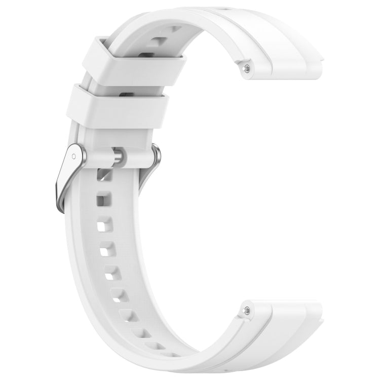 Official Steps Style Silver Buckle Silicone Strap for Huawei Watch GT4 41mm, showcasing its sleek design and soft silicone material.