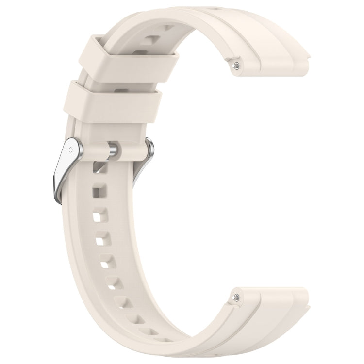 Stylish silver buckle silicone strap for Huawei Watch GT4 41mm, showcasing its soft texture and thickened design.