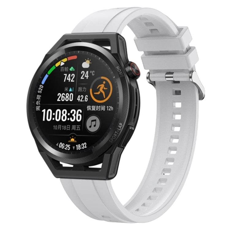 Tire pattern silicone strap for Huawei Watch 3 Pro and GT Runner with silver buckle, showcasing its stylish design and comfortable fit.