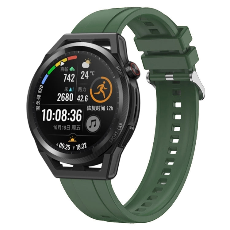 Stylish silicone strap for Huawei Watch 3 Pro and GT Runner featuring a tire pattern and silver buckle, designed for comfort and durability.