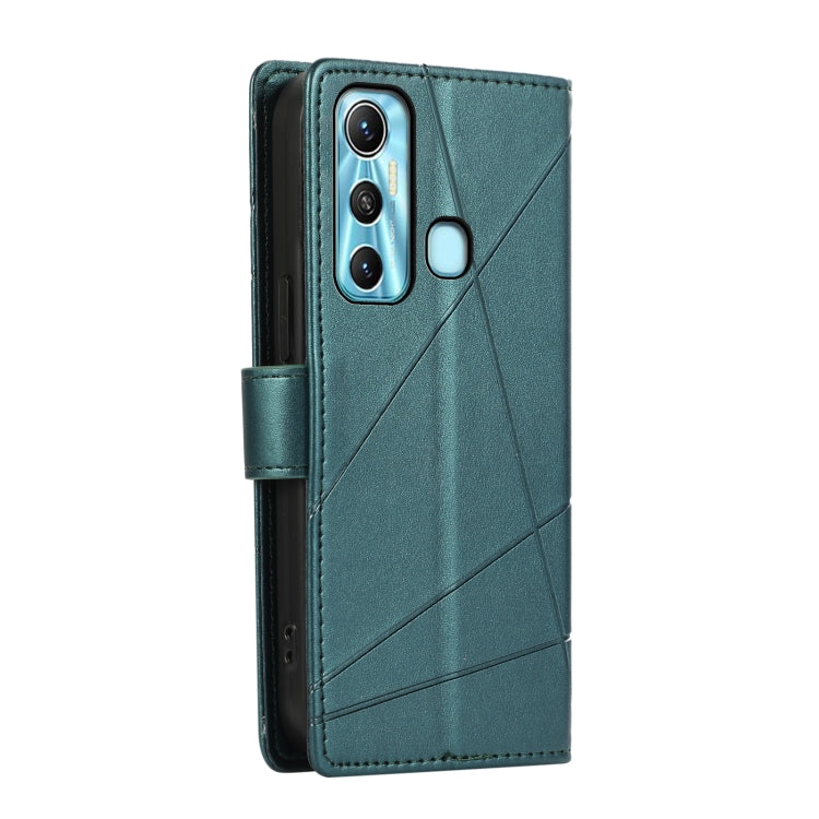 For Infinix Hot 11 PU leather phone case with embossed texture, showcasing wallet slots and kickstand feature.