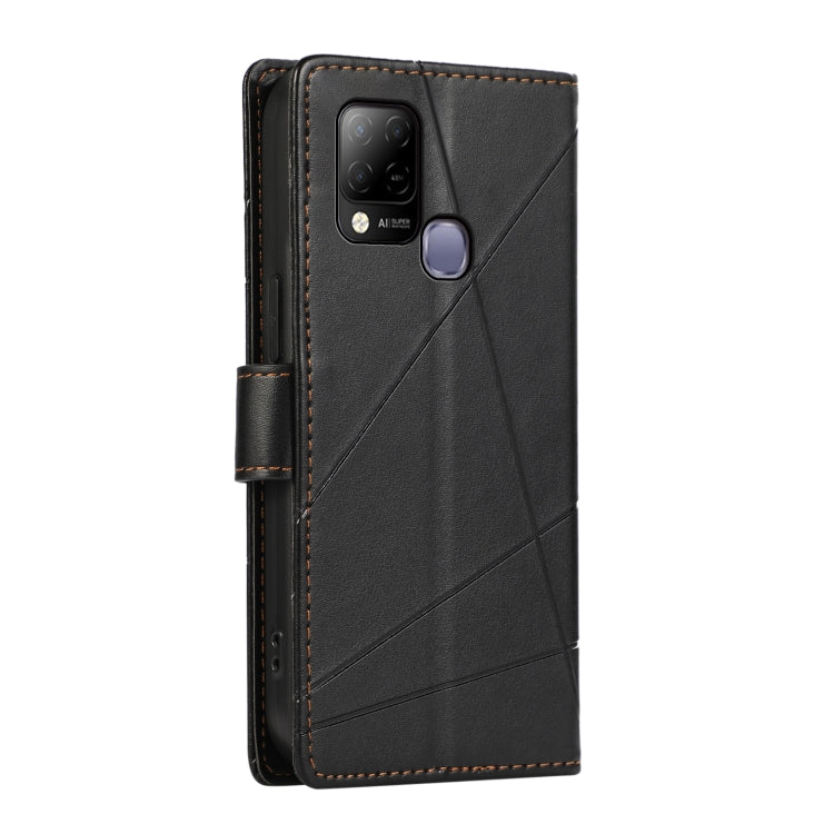 For Infinix Hot 10s PU leather phone case with embossed texture, featuring card slots and a wrist strap.