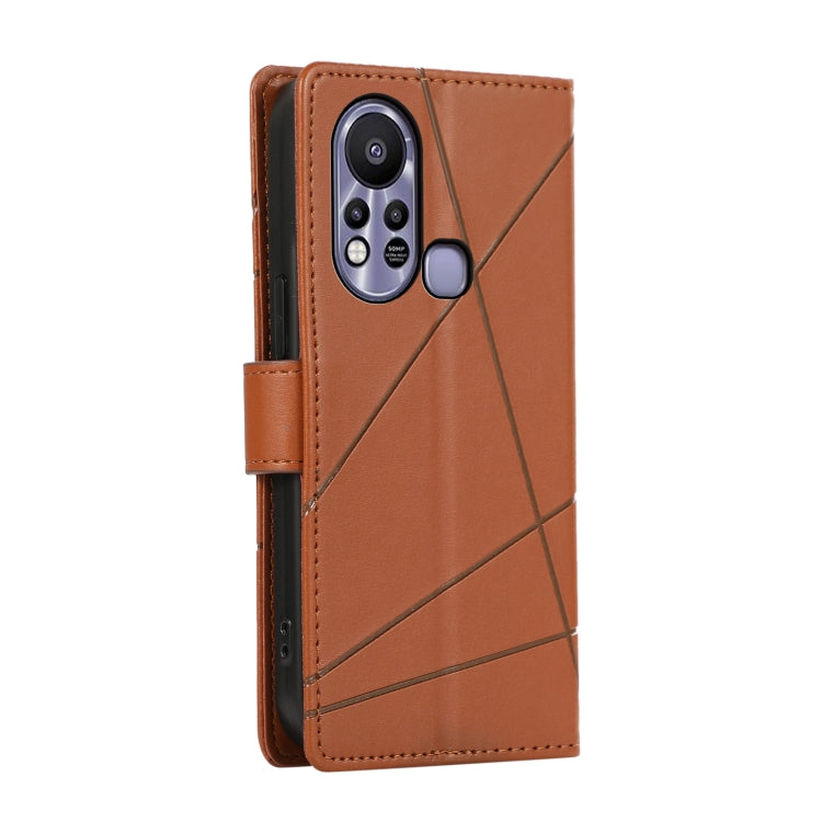 For Infinix Hot 11s PU leather phone case with embossed texture, featuring card slots and a wrist strap.