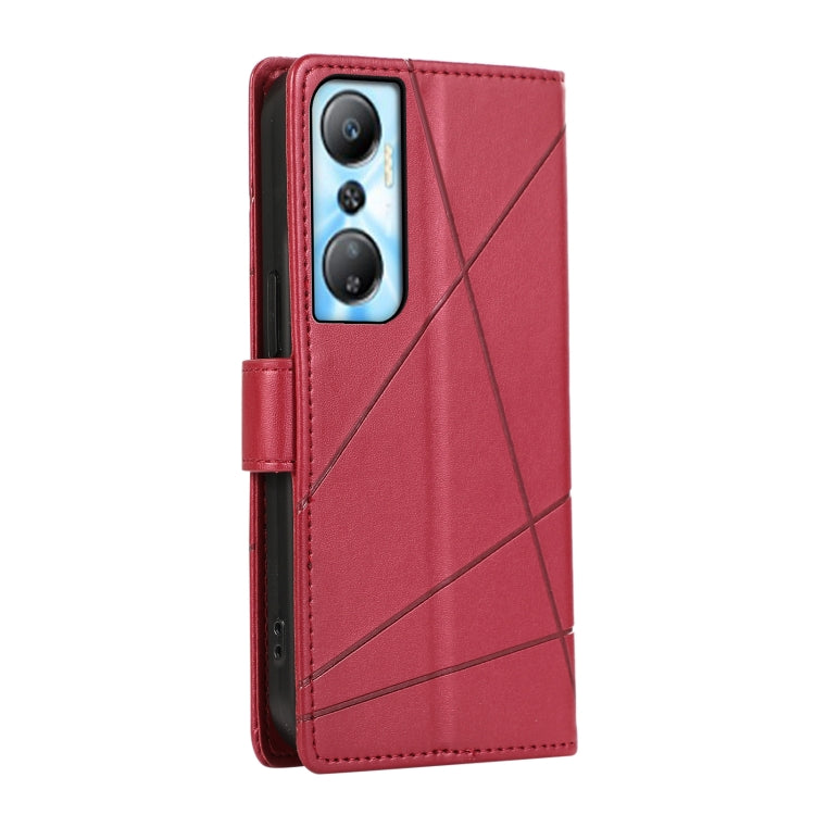 For Infinix Hot 20 4G PU leather phone case with embossed texture, featuring card slots and a wrist strap.