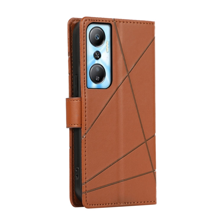 For Infinix Hot 20 4G PU leather phone case with embossed texture, featuring card slots and a wrist strap.