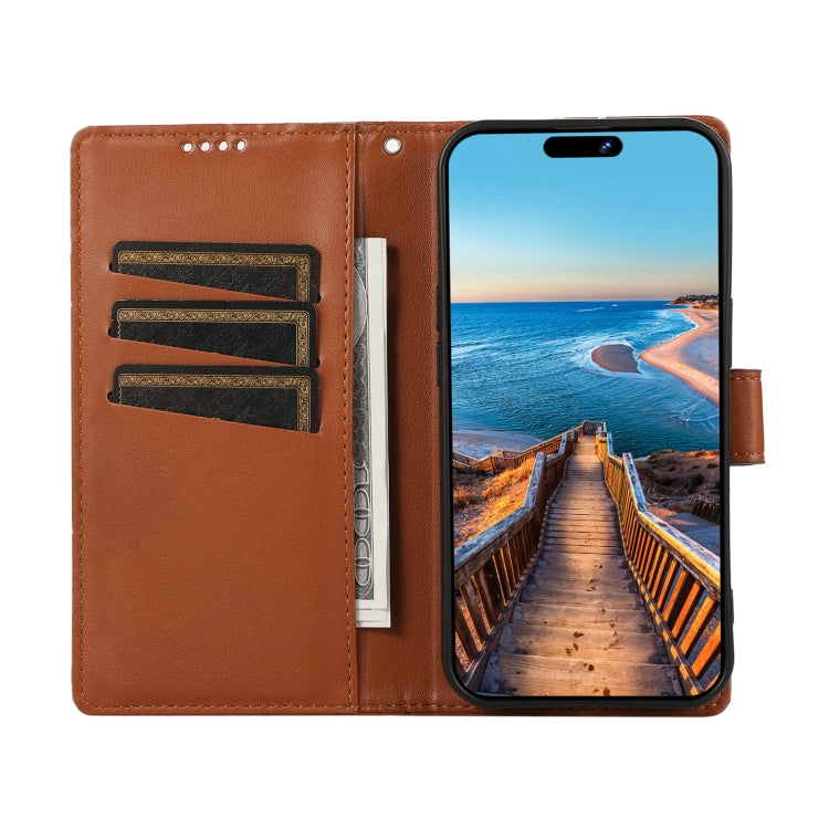 For Infinix Hot 20 4G PU leather phone case with embossed texture, featuring card slots and a wrist strap.