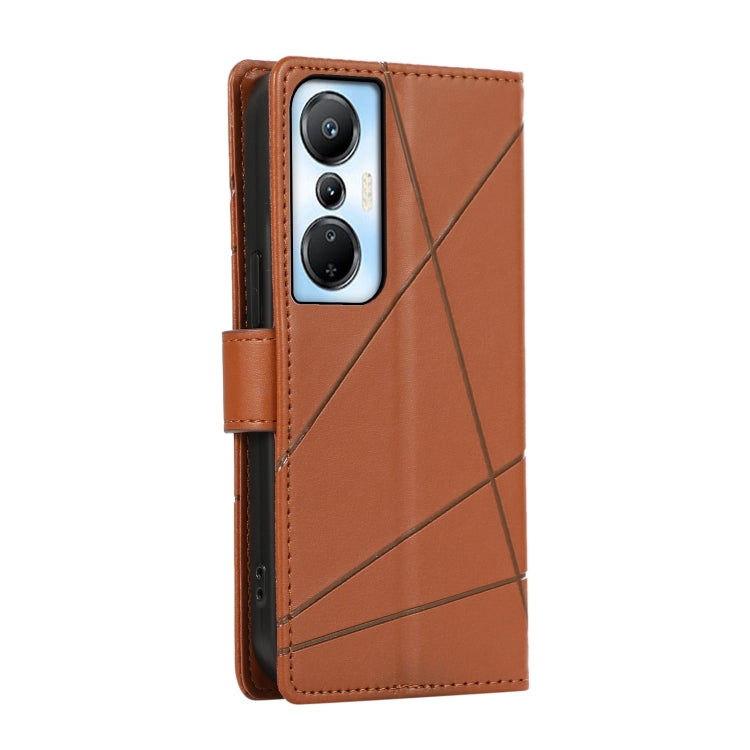 For Infinix Hot 20s PU leather phone case with embossed texture, featuring card slots and a wrist strap.