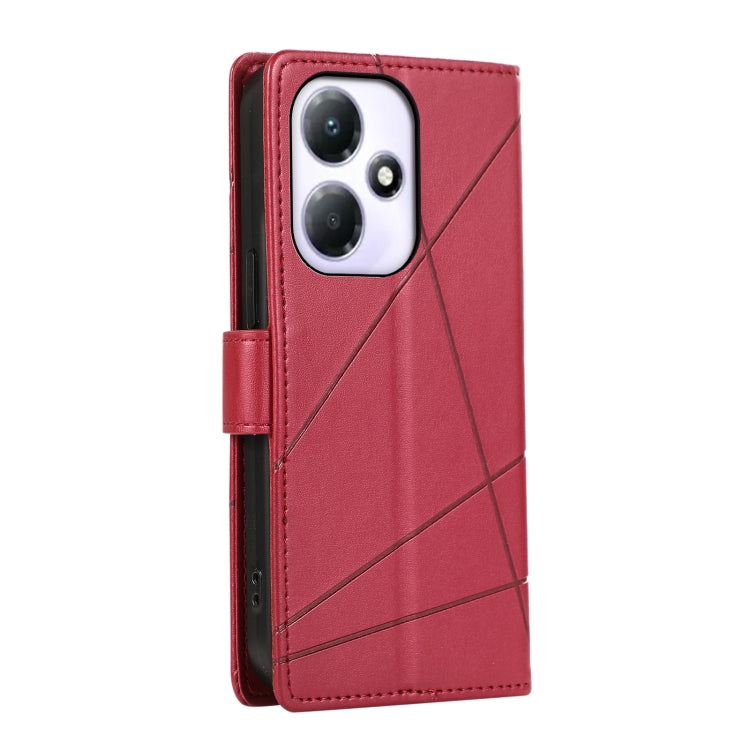 For Infinix Hot 30 Play PU leather phone case with embossed texture, featuring card slots and a wrist strap.