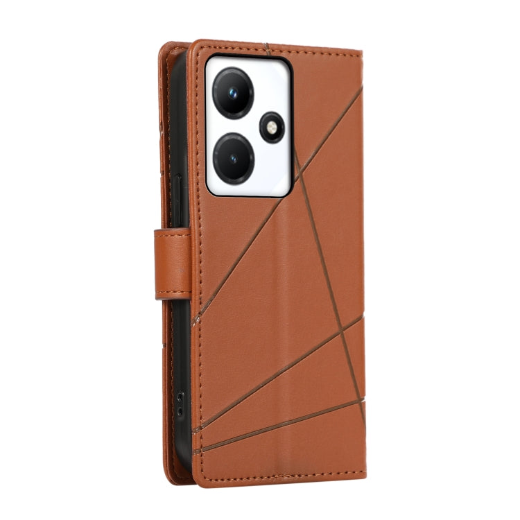 For Infinix Hot 30i PU leather phone case with embossed texture, featuring card slots and a wrist strap.