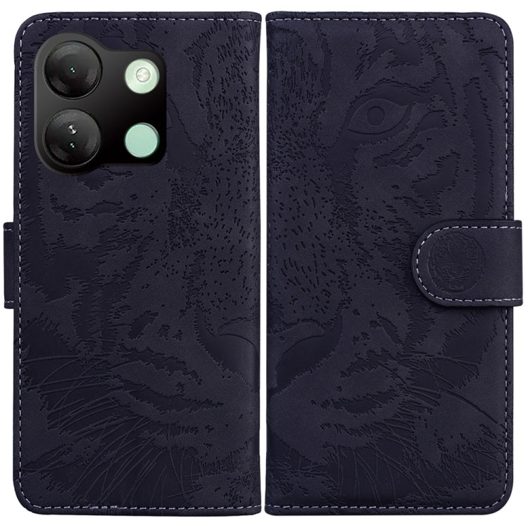 For Infinix Smart 7 HD flip leather phone case with tiger embossing pattern, showcasing its stylish design and functional features.