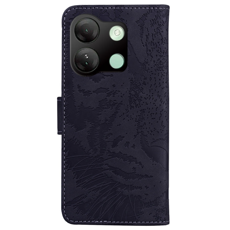 For Infinix Smart 7 HD flip leather phone case with tiger embossing pattern, showcasing its stylish design and functional features.