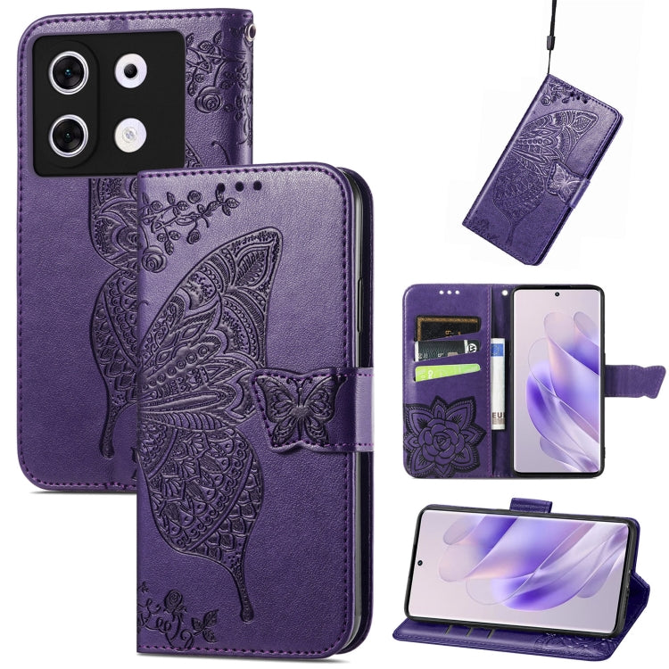 For Infinix Zero 30 4G Butterfly Love Flower Embossed Leather Phone Case showcasing a beautiful floral and butterfly design.