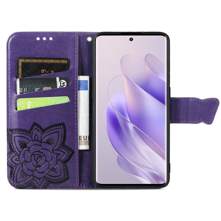 For Infinix Zero 30 4G Butterfly Love Flower Embossed Leather Phone Case showcasing a beautiful floral and butterfly design.