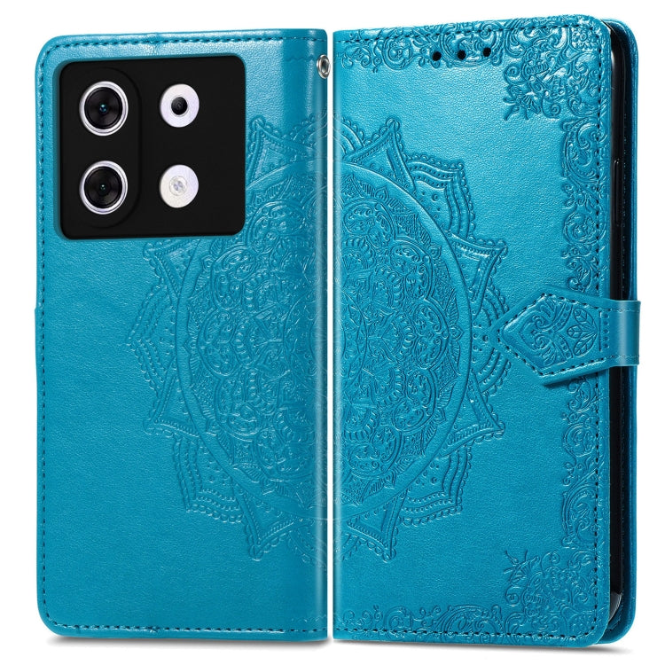 Mandala Flower Embossed Leather Phone Case for Infinix Zero 30 4G, showcasing intricate design and durable material.