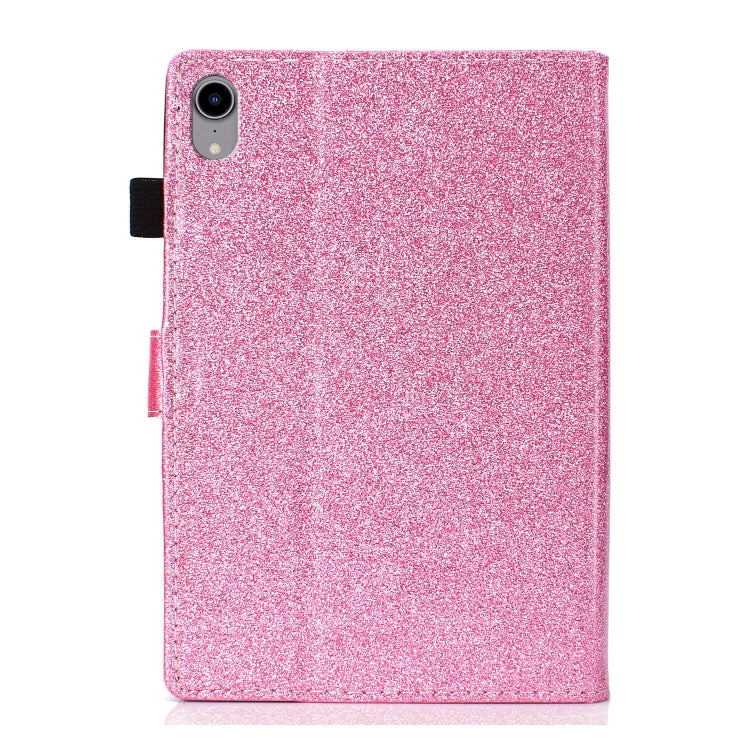 Glossy glitter powder leather case for iPad mini 6, featuring a horizontal flip design for easy viewing and access.