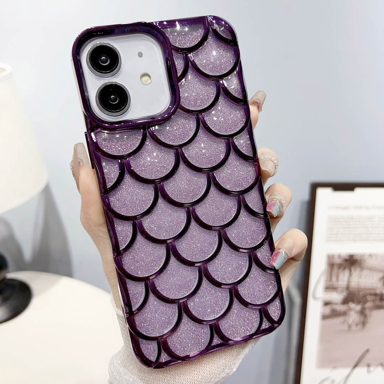 Mermaid Scale Electroplated Glitter Paper Phone Case for iPhone 11, showcasing a shimmering design with protective features.