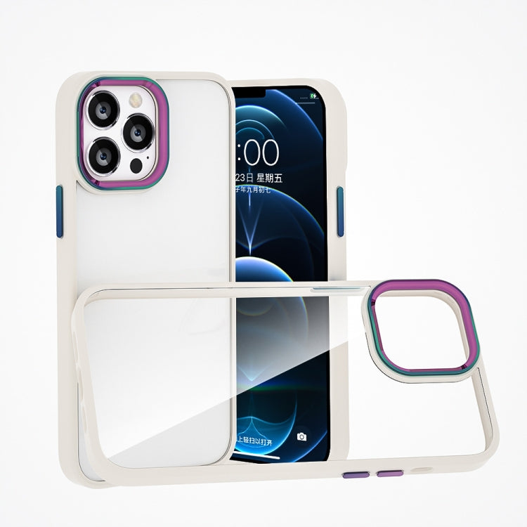 For iPhone 11 Pro Colorful Metal Lens Ring Phone Case in White, showcasing its elegant design and durable materials.