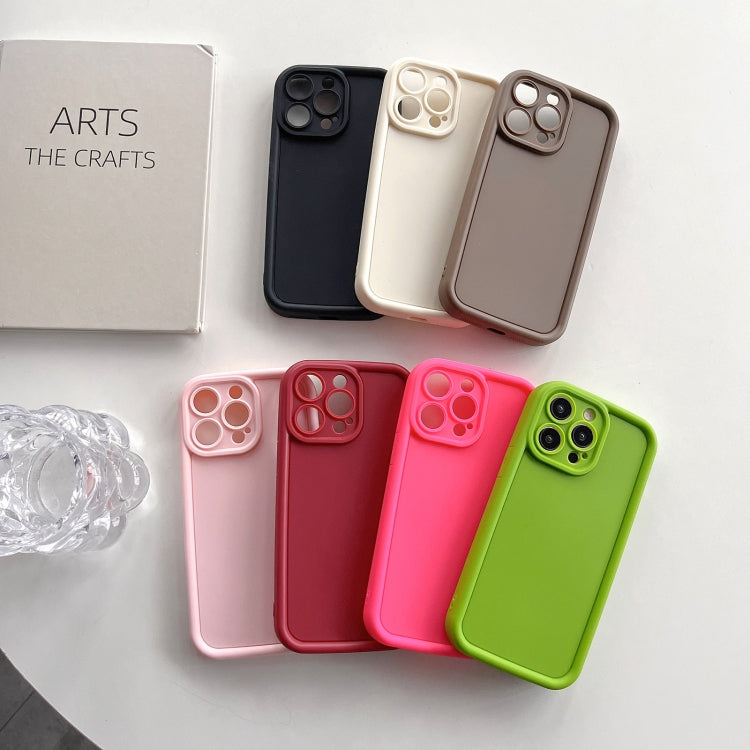 Frosted TPU phone case for iPhone 11 Pro Max, showcasing its shockproof design and precise cutouts for buttons and ports.